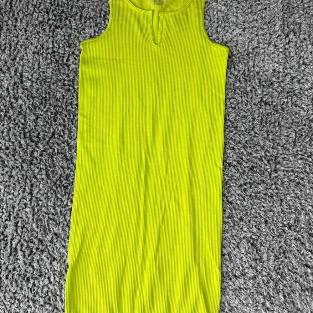 Bright neon lime green sleeveless dress - Size: Medium
